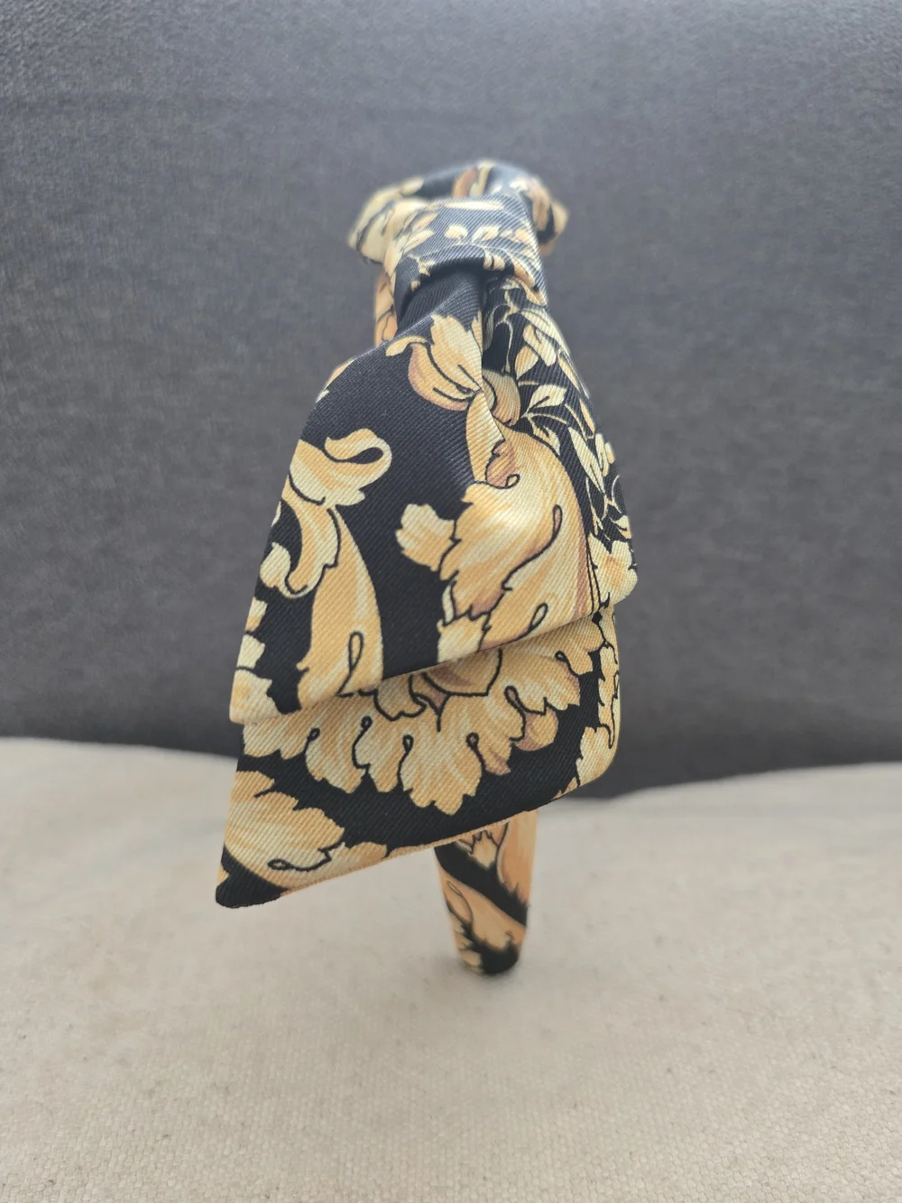 Versace Floral Black & Gold Knot Headband